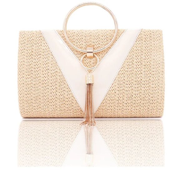 Moni Wristlet Straw Clutch Bag - V Style - Picture 2 of 8